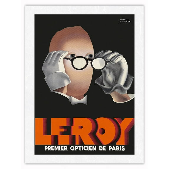 Leroy - Premier Optician of Paris - Vintage French Advertising Poster by Paul Colin c.1938 - Japanese Unryu Rice Paper Art Print (Unframed) 12 x 16 in