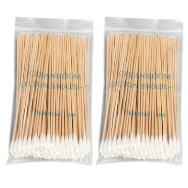 Lerpwige 100/200Pcs 6 Inch Long Wooden Handle Cotton Swabs Single-Head Cleaning Sterile Sticks Applicator for Wound Clean Makeup