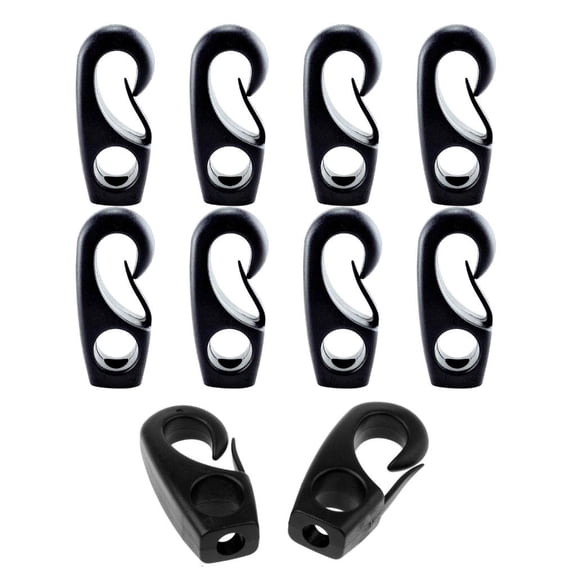 Lerpwige 10Pcs Black Plastic Bungee Hook Boats Shock Cord Hook Kayak Accessories
