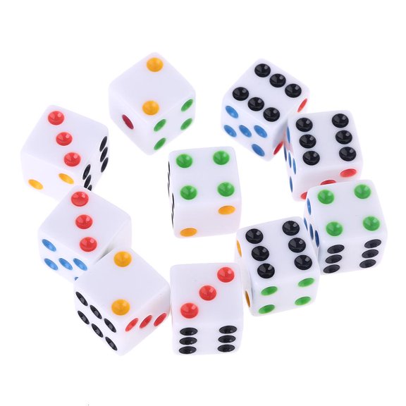Lerpwige 10pcs/set D6 Six Sided Spot Dice Square Opaque Dices Role Playing Game for Party