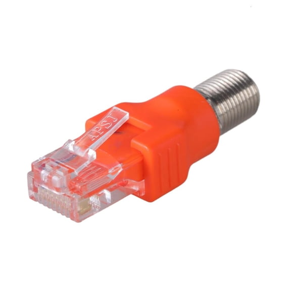 Lerpwige F Female to RJ45 Male Coaxial Hollow Coupler Adapter Ethernet Cable Adapter