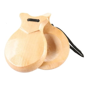 Lerpwige 2 Pcs Spanish Castanets with String Wooden Hand Percussion Music Instrument