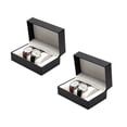 thumbnail image 1 of Lerpwige 2 Units PU Watch Case Organizers Scratch Proof Compact Travel Friendly, 1 of 8