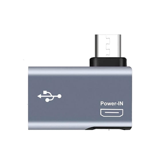 Lerpwige 2-in-1 Power-in Micro USB to USB OTG Cable Adapter 90 Degree Angle for Keypad