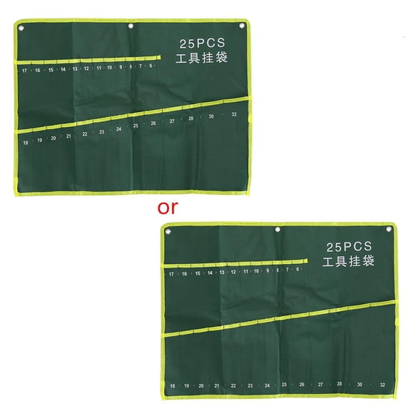 Lerpwige 25 Pockets Durable Canvas Spanner Wrench Tool Roll Up Storage Bag