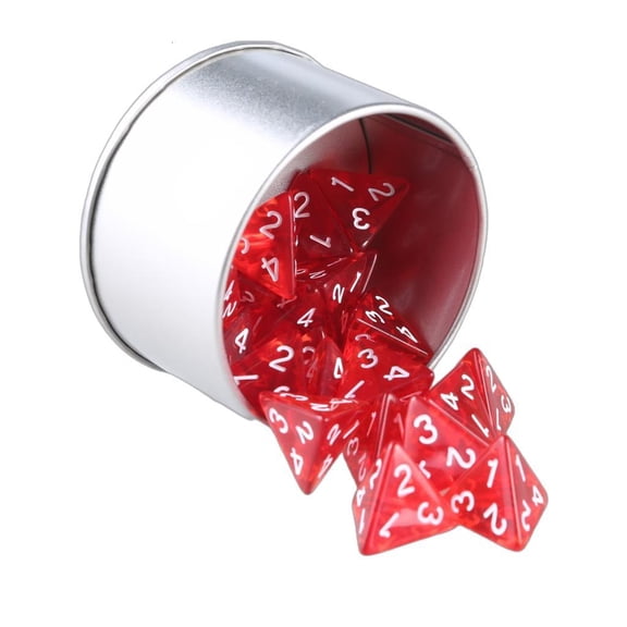 Lerpwige 25Pcs Polyhedral Dices 4-Sided Number Acrylic Dices Clear Game Dices