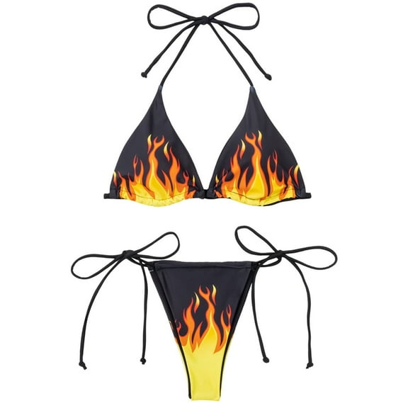 Lerpwige 2pcs Bikinis Set Swimsuits String Bathing Suit Triangle Bikinis Set Beachwear