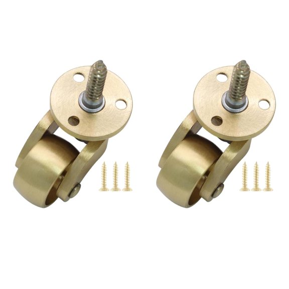 Lerpwige 2pcs Brass Furniture Casters 360 Degree Rotation Quiet Floor Defense Rollers