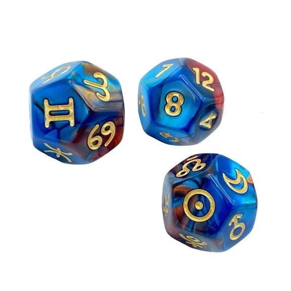 Lerpwige 3pcs Mystical D12 Glitters Dices Professional Balanced Divination Dices