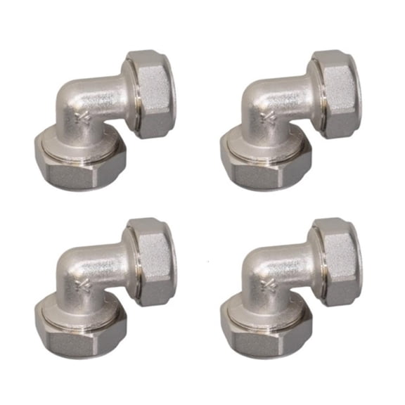 Lerpwige 4Pcs Metal Pipe Fitting Adapter 3/4inch Compression Air Line Tube Elbow
