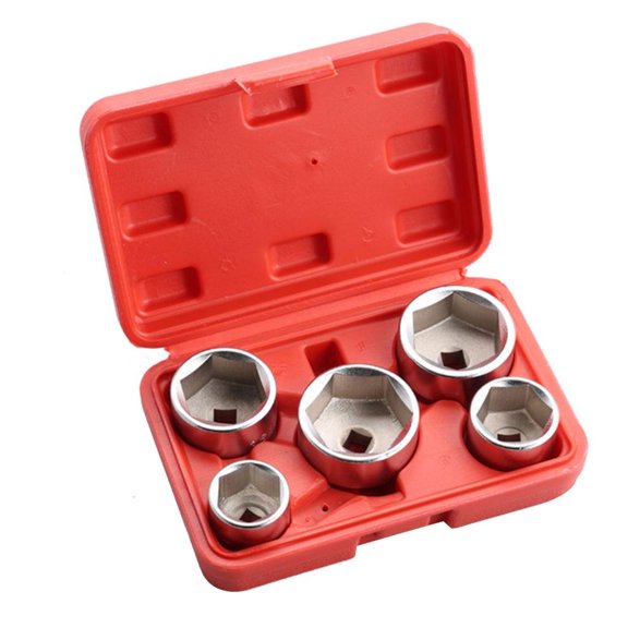 Lerpwige 5 In 1 Drive Cap Wrench Socket Tool Set Storage Case For Auto Repair And Mechanics Shop Use