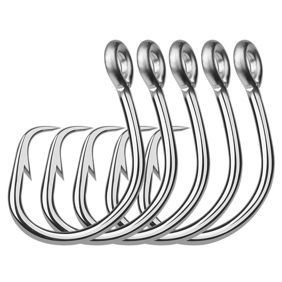 Lerpwige 5Pcs Fishing Hooks Stainless Steel Big Game Hook for Freshwater Saltwater