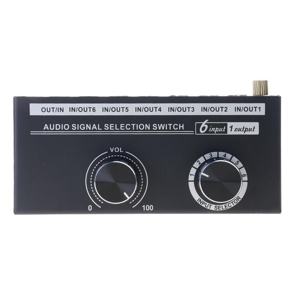 Lerpwige 6.35mm/3.5mm Audios Switcher Selector 6-in-1-out Stereo Audios Switcher