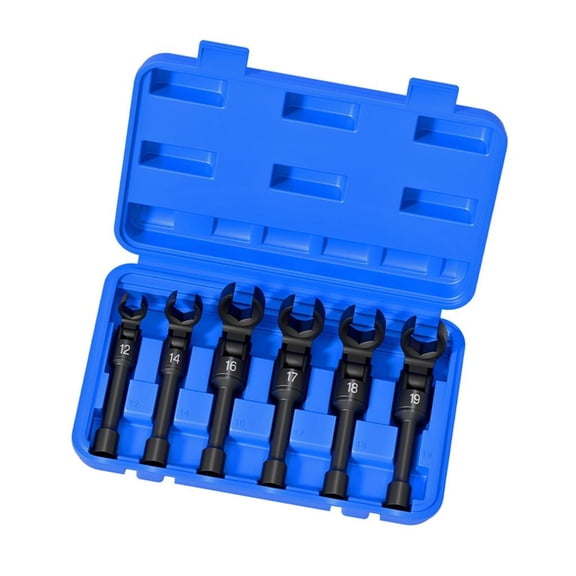 Lerpwige 6Pieces Steel Tube Nut Socket Long Handle Fuels Pipe Socket Wrench Designs to Fuels Engine Hydraulic Line Maintenance
