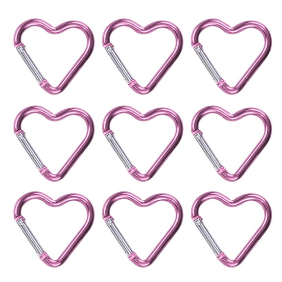 Lerpwige 9pcs Heart Shape Carabiner Light weight Carabiner Multicolor Outdoor Carabiner for Camping Hiking Travel
