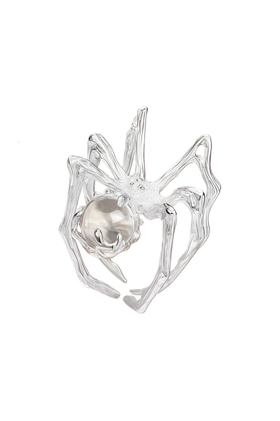 Artistic Gothic Jewelry Adjustable Punk Ring With Mystic Moonstone Detail