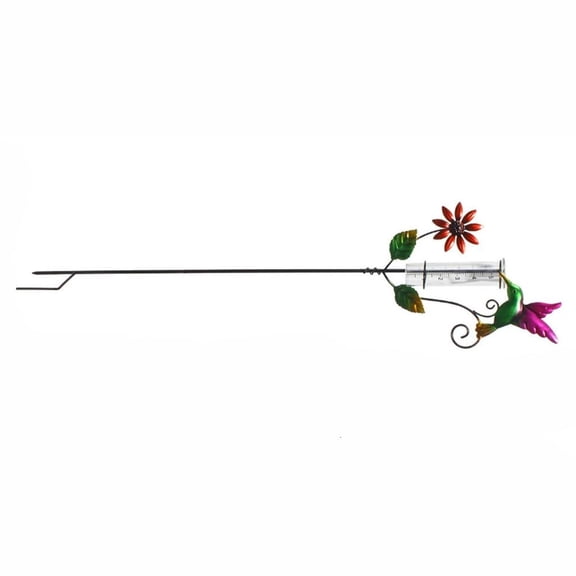 Lerpwige Beautiful Garden Rain Meter Glass & Ornamental Iron Artistic Rainfalls Gauges for Precise Weather Track