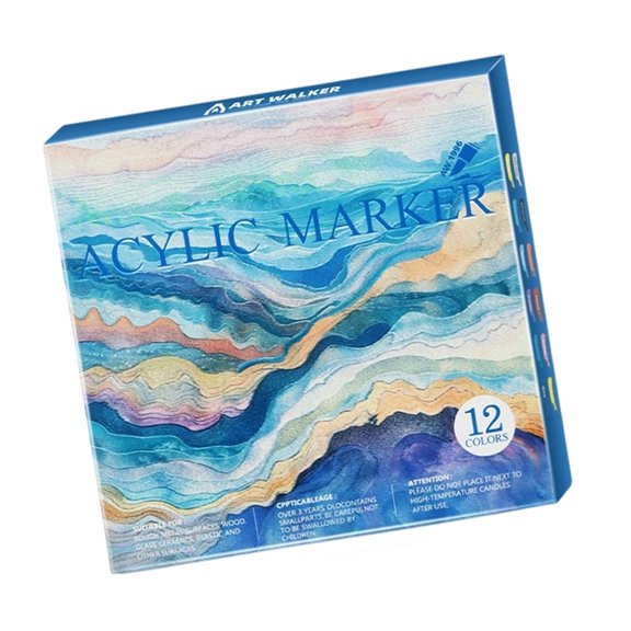 Lerpwige Brush Tip Acrylic Marker 12/24/36/48 Color Paint Pen for Journaling Drawing on Paper Stone Rock Canvas Wood Glass