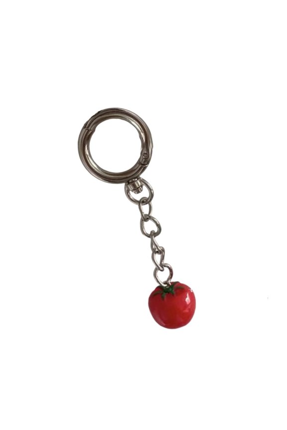 Cartoon Tomato Shape Key Rings Alloy Resin Accessory Stylish Bag Pendant Phone