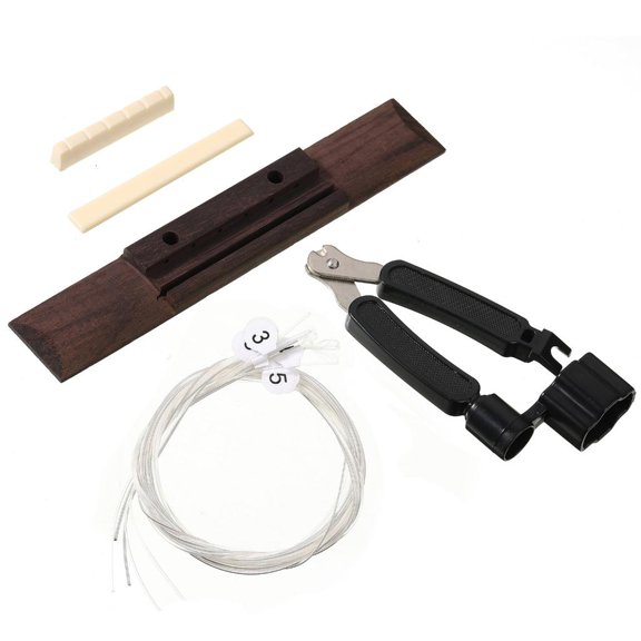 Lerpwige Classical Guitar Bridge and Strings Set With Rosewood Base Labeled Nylon Strings Restring Tool