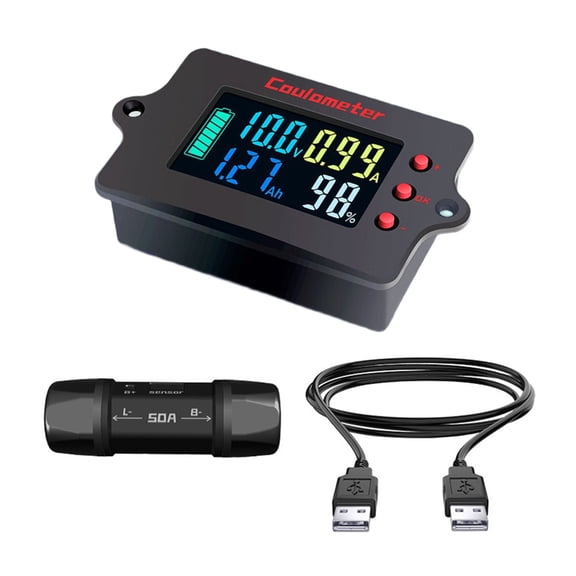 Lerpwige Coulomb Counter Meter Battery Monitors Battery Capacity Tester Indicator Coulometer Digital Voltmeter Ammeter