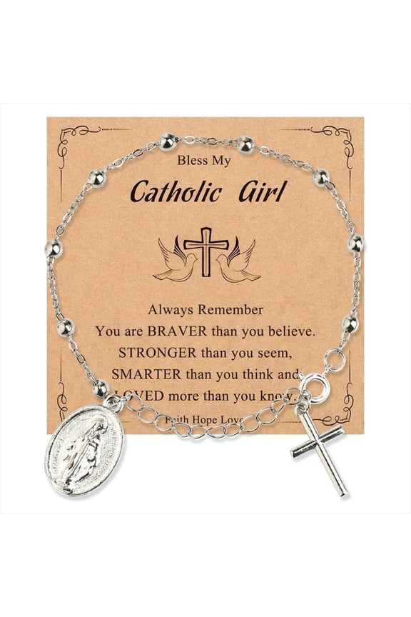 Crosses Pendant Beaded Bracelet Virgin Marys Designs Faith Jewelry