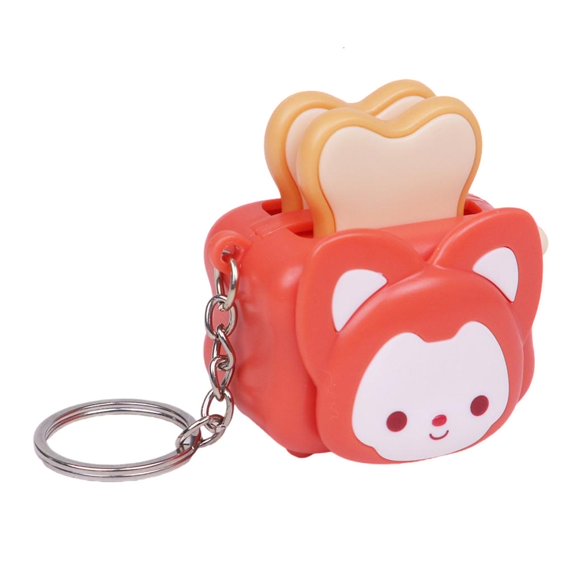 Lerpwige Cute Bread Toaster Keychain Mute Operation Compact Design Hanging Ornament