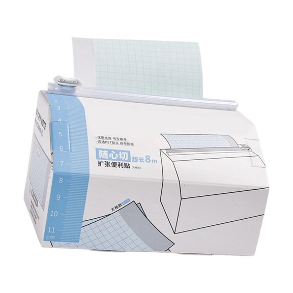 Lerpwige Desktop Adhesive Note Memo Pad 8.74yard Long Sticky Note Paper with Built in Cutter for Journal Notebook Planner