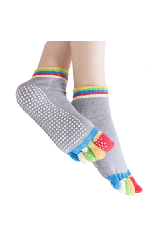 Elastic Fitness Five Toe Socks Women Colorful Fitness Sports Socks with Grip