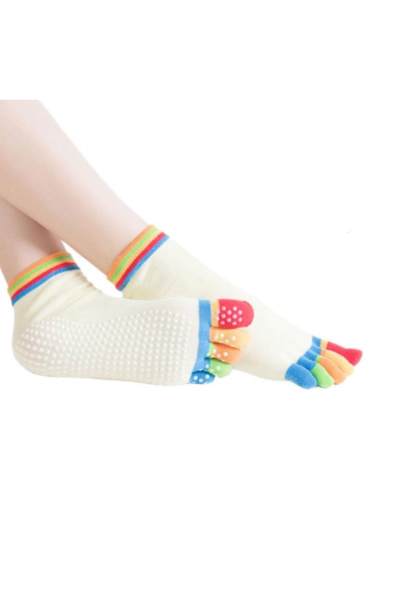 Elastic Fitness Five Toe Socks Women Colorful Fitness Sports Socks with Grip