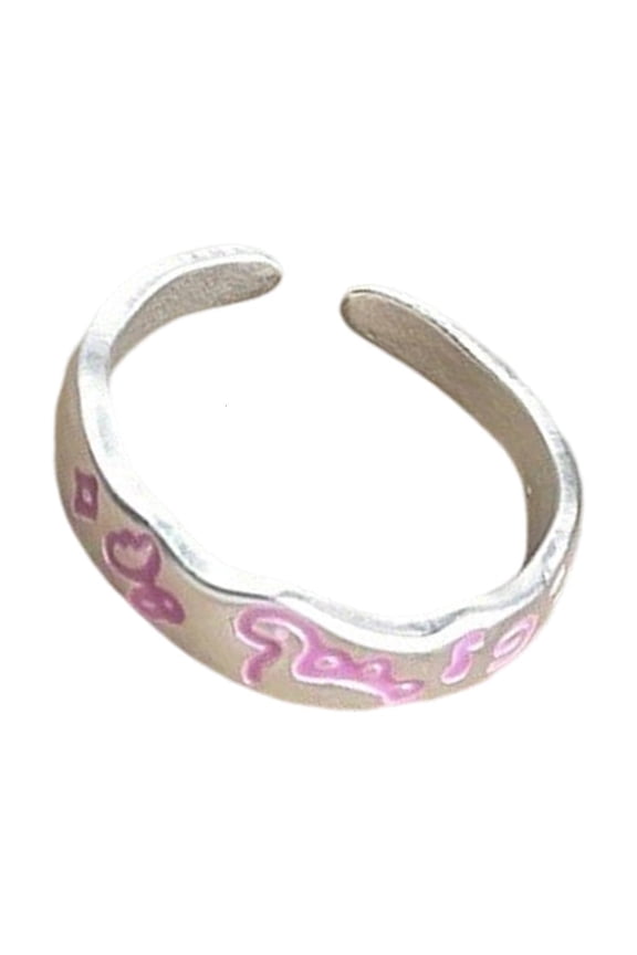 Elegant Dinosaurs Designs Adjustable Rings Colorful Star Pattern Graffiti Styles Jewelry for Casual Outfits