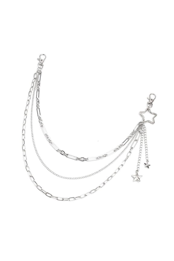 Fashionable Five Point Star Belt Chain Premium Metal Hip Jewelry Easy Maintenance