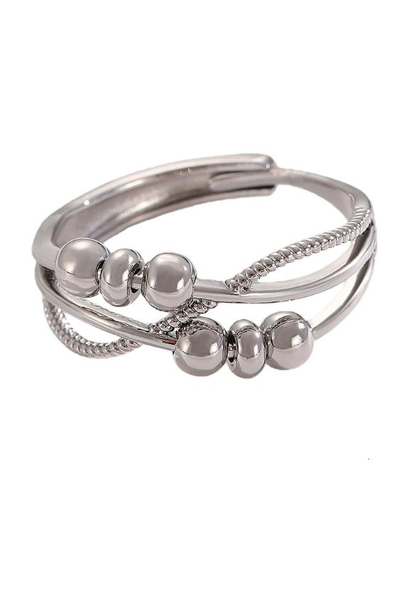 Fashionable Opening Ring Spinner Beads Stress Reliever Present for Ladies