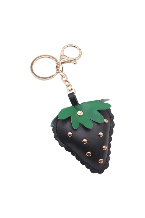 Fashionable Red Studded Keychain With Alloy Strawberry Charm Fashion Metal Key Ring Accessory For Car Owners