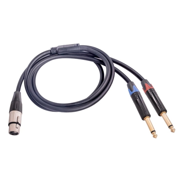 Lerpwige Female 3-Pin XLR to Dual 1/4'' (6.35mm) TS Male Converter Cable for PC Speaker