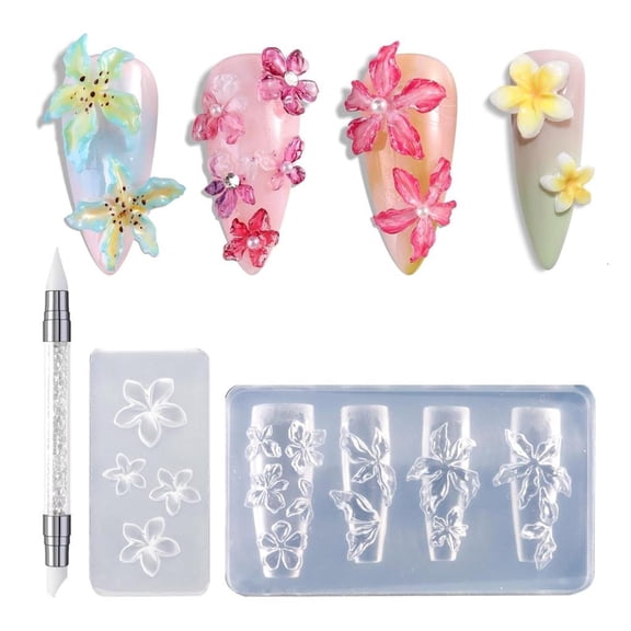 Lerpwige Flower Shape Small Accessories Mold Nails Decorative Moulds for Manicure Decors