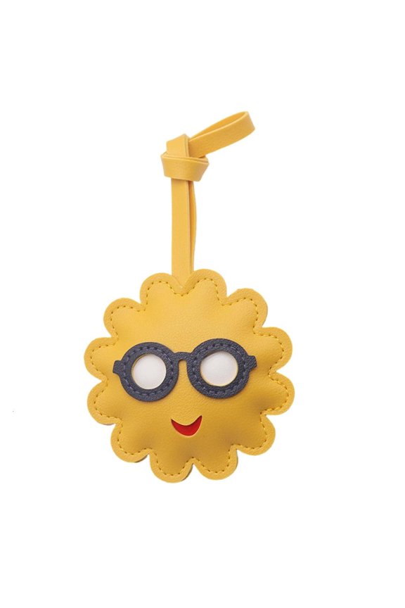 Handmade Floral Happy Face Key Ring PU Pendant Decoration Gift