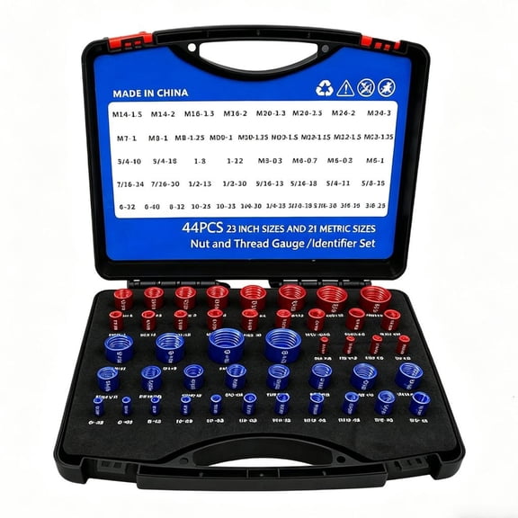 Lerpwige High Precisions Nut Bolt Thread Checker Tool Set 44Pcs Rustproof Stainless Steel For Professional Mechanics