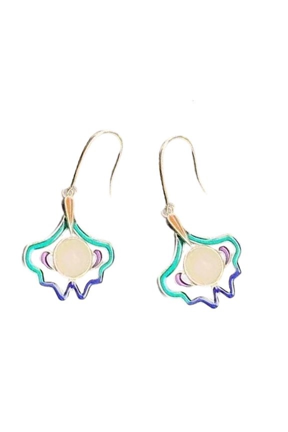 Luxurious Jades Green Beaded Tassels Ear Jewelry Silver Tone Alloy Construction Perfect Gift For Chinese Style Occasions