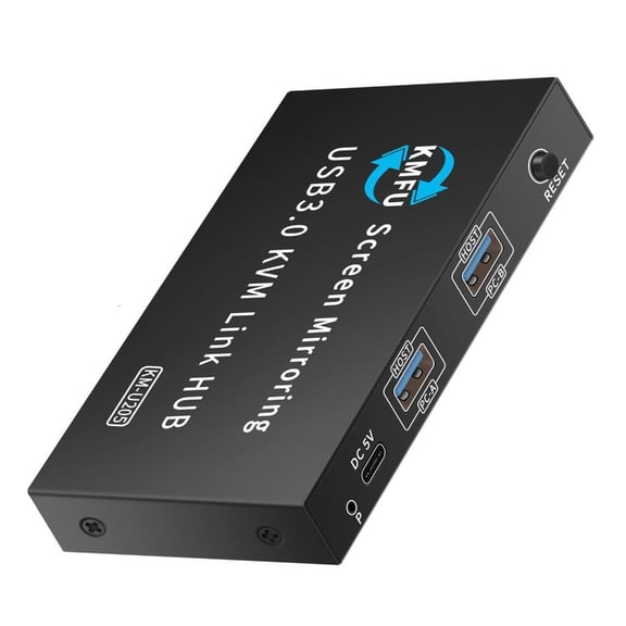 Lerpwige Metal USB3.0 KVM Switching Hubs For 2 Computers Enables Easy Keyboards Mouse And Data Sharing