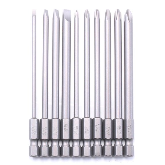 Lerpwige Pack Of 10 Precise Screwdriver Bit 100mm Length SL3.0/SL4.0/SL5.0/SL6.0 PH1/PH2