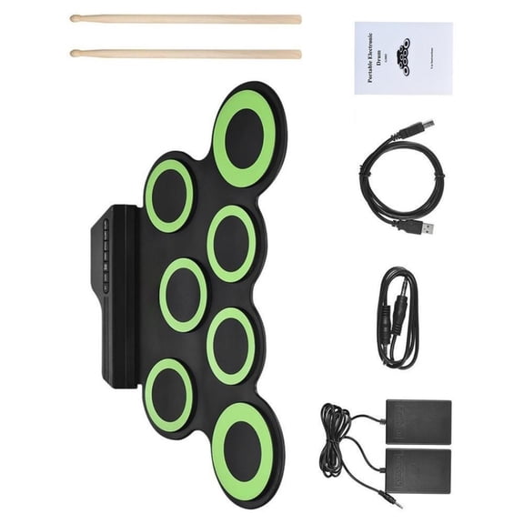 Lerpwige Portable Electronic Drum for Travel and Home Use USB Powered Sound Output