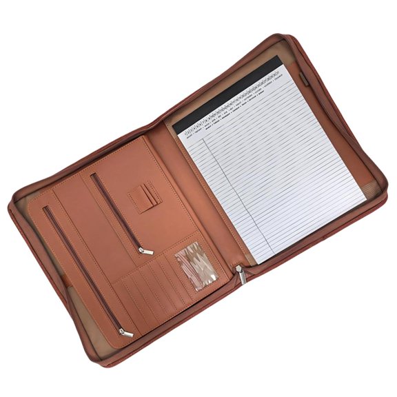 Lerpwige Professional Document Folder PU Conference Folder With Zippered Closure And Lined Notepads For Offices Travel