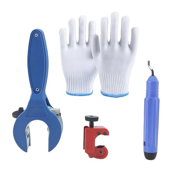 Lerpwige Ratcheting Tube Cutter for Tight Spaces 5/16" to 1-1/8" Includes Deburring Tool & Gloves