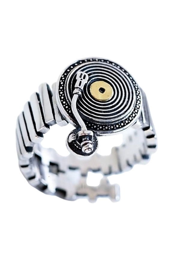 Retro Copper Rings With Adjustable Size For Music Parties Record Theme