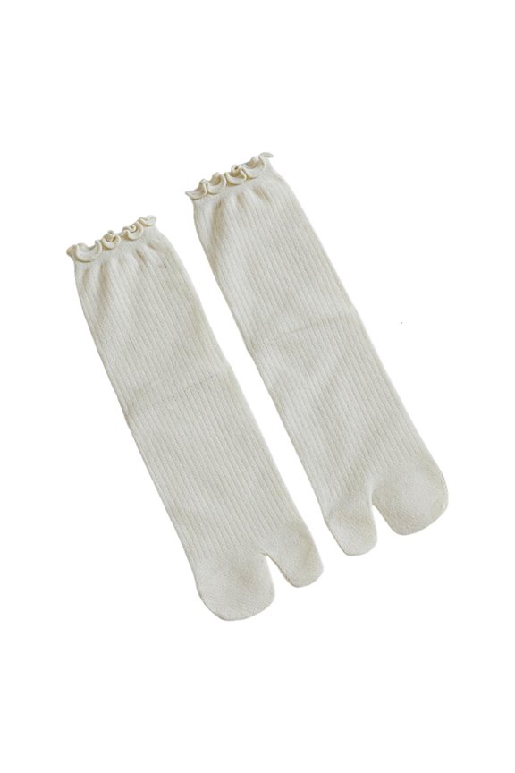 Ruffle Trim Frilly Crew Socks Flip Flop Socks Tabis Split Toe Socks Hosiery