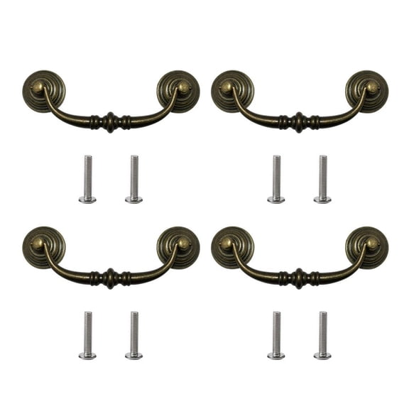 Lerpwige Set of 4 Antique Bronze Drop Bail Pulls for Dressers and Home Furniture