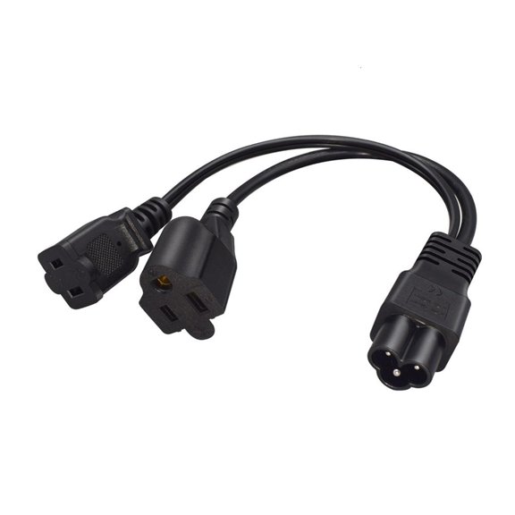 Lerpwige Short Power Distribution Cable IEC320 C6 To NEMA 1 15R And 5 15R 1ft