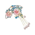thumbnail image 1 of Lerpwige Silk Peony Vintage Hairpin Enamel Accent Tassels Design Traditional Costume Accessory, 1 of 8