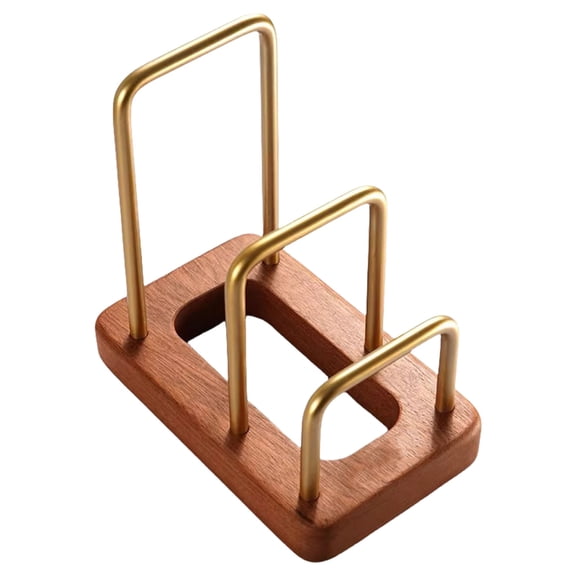 Lerpwige Space Saving Cutting Board Holder with Nonslip Wooden Base Countertop Storage Rack Chopping Board Organizer Stand